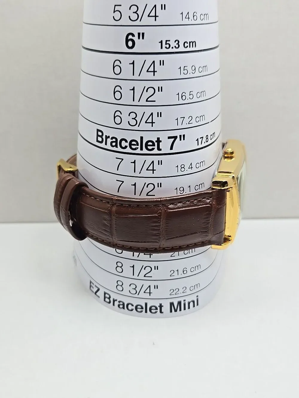 Eriksen The Classic Mens Gold Tone 30mm .Tank Watch New Battery Brown Leather